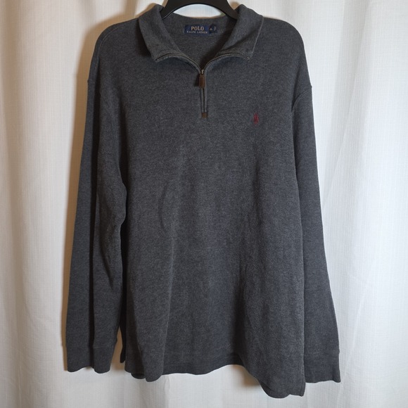 Polo Ralph Lauren Other - Polo Ralph Lauren Sweater Mens XL Gray 1/4 Zip Mock Neck Cotton Pullover Knit